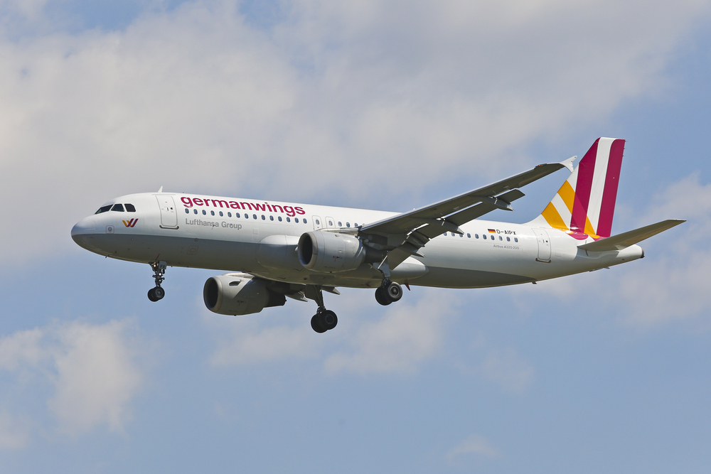 Germanwings, Airbus A320-211 D-AIPX aircraft landing at International Airport 'Makedonia', it is the aircraft that crashed in the Alps.