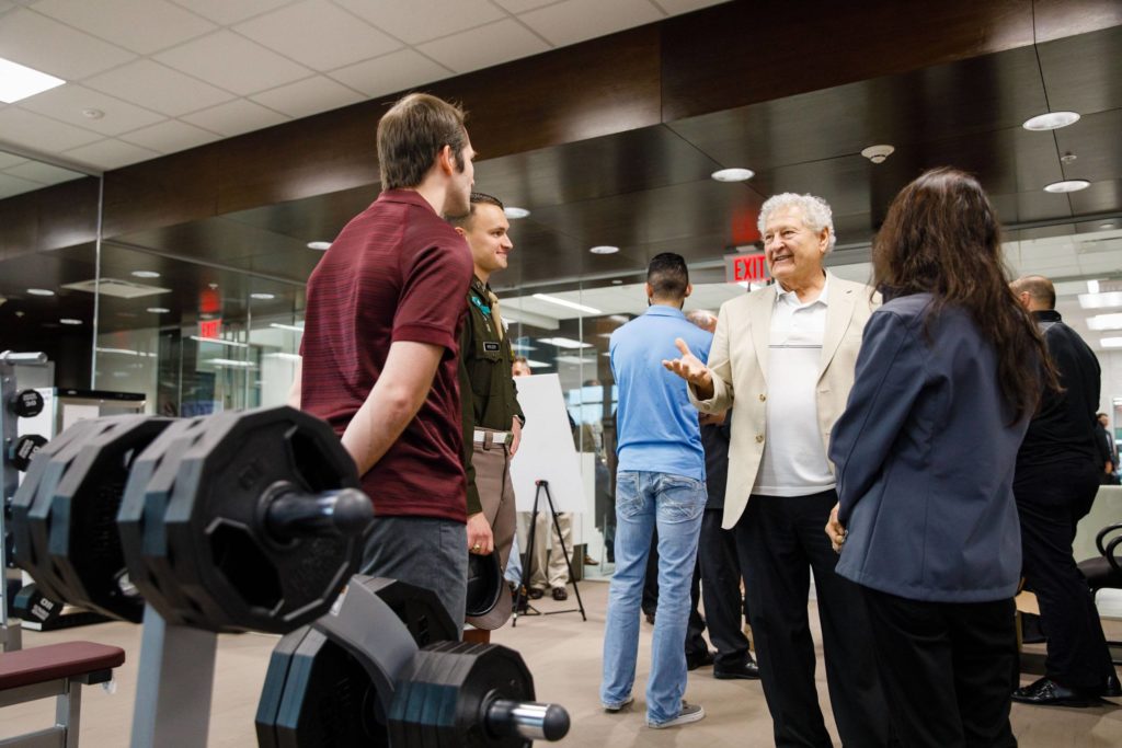 Students, faculty and staff had the opportunity to view the new facility, which includes a weight room.