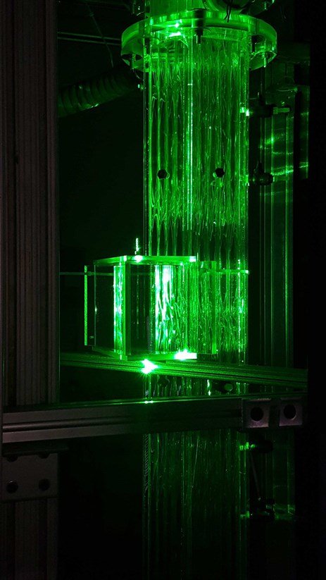 Glowing green fuel assembly