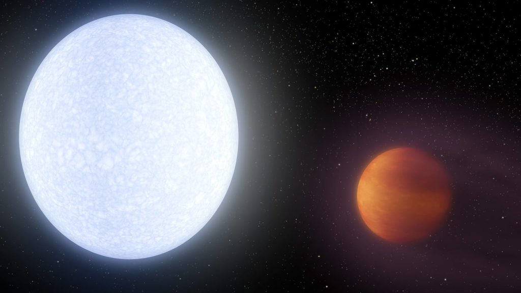 Large white star next to smaller red planet