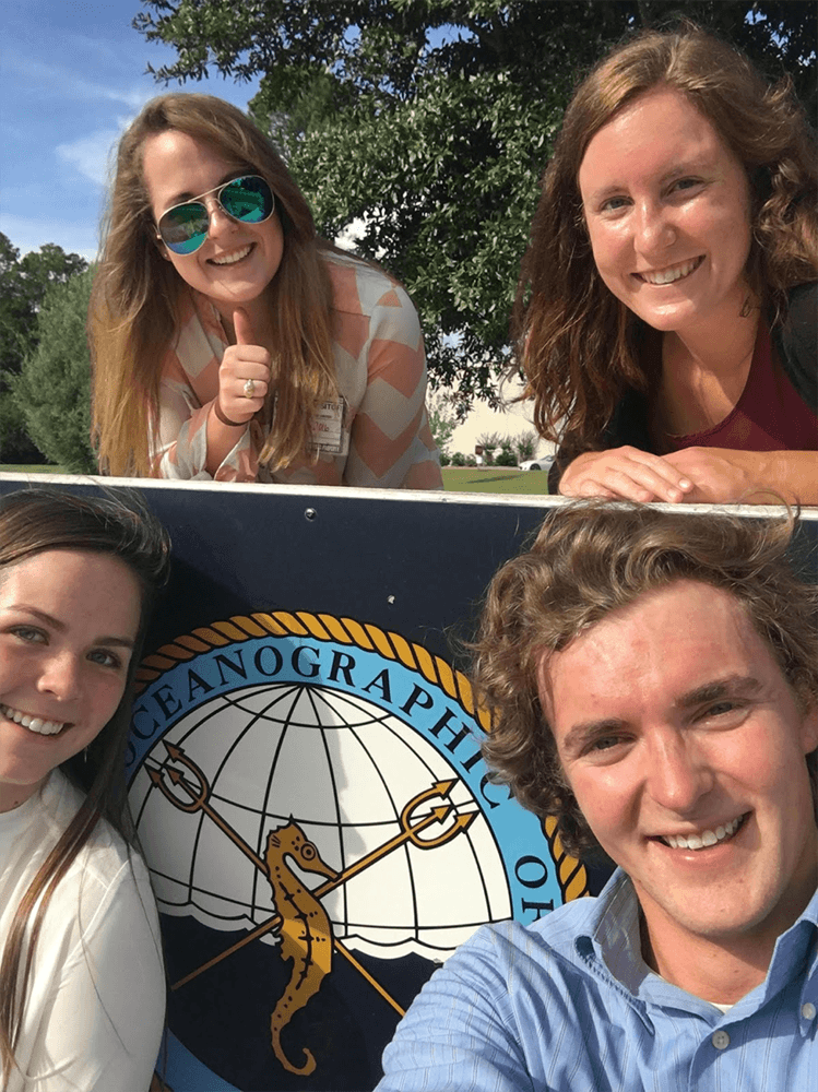 Top: Lauren Replogle, Texas A&M University; Malarie O’Brien, Coastal Carolina University. Bottom: Katie David, Tulane University; Patrick Saylor, Dartmouth University. (U.S. Navy)