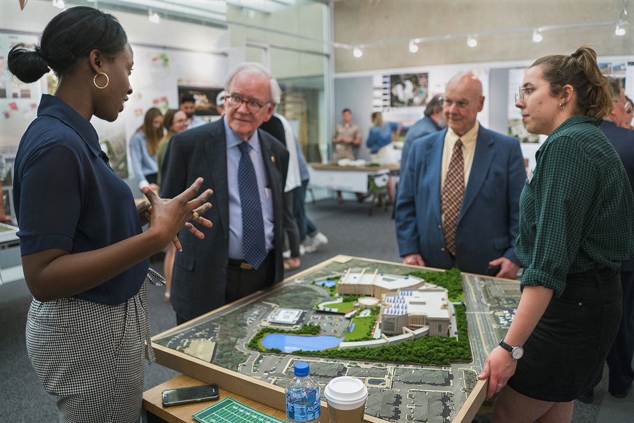 Katie Jackson discusses her team’s project .(Texas A&M University College of Architecture)