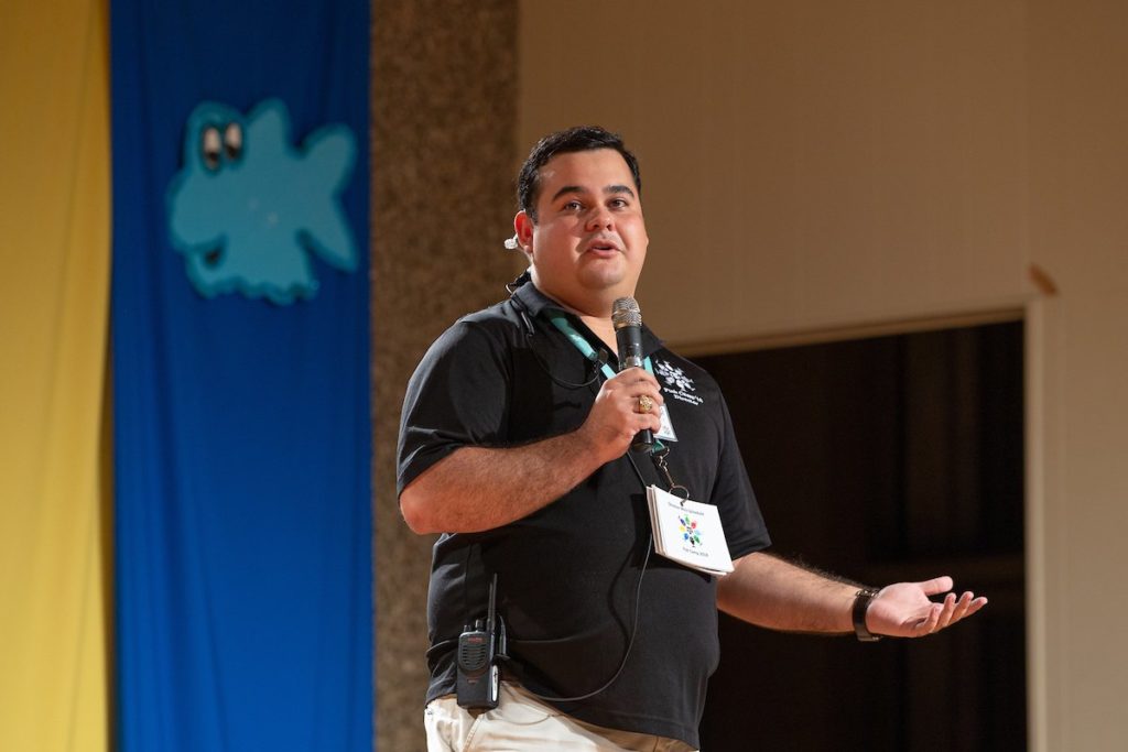 Travis Johnston speaking at Fish Camp