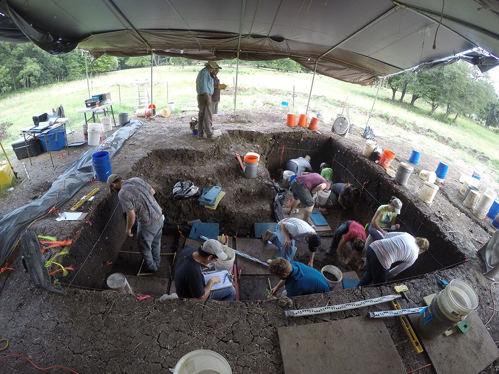 Excavation takes place at the Debra L. Friedkin site in 2016.